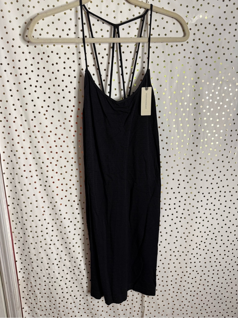 Anthropologie Black Strappy Slip Dress